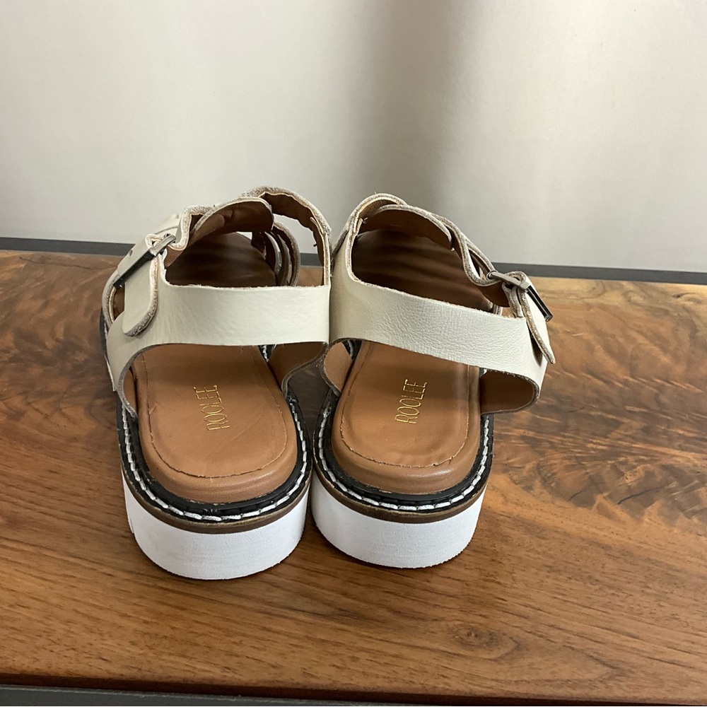 Roolee Beige Leather Fisherman’s Sandal, New in Box - Picture 6 of 8